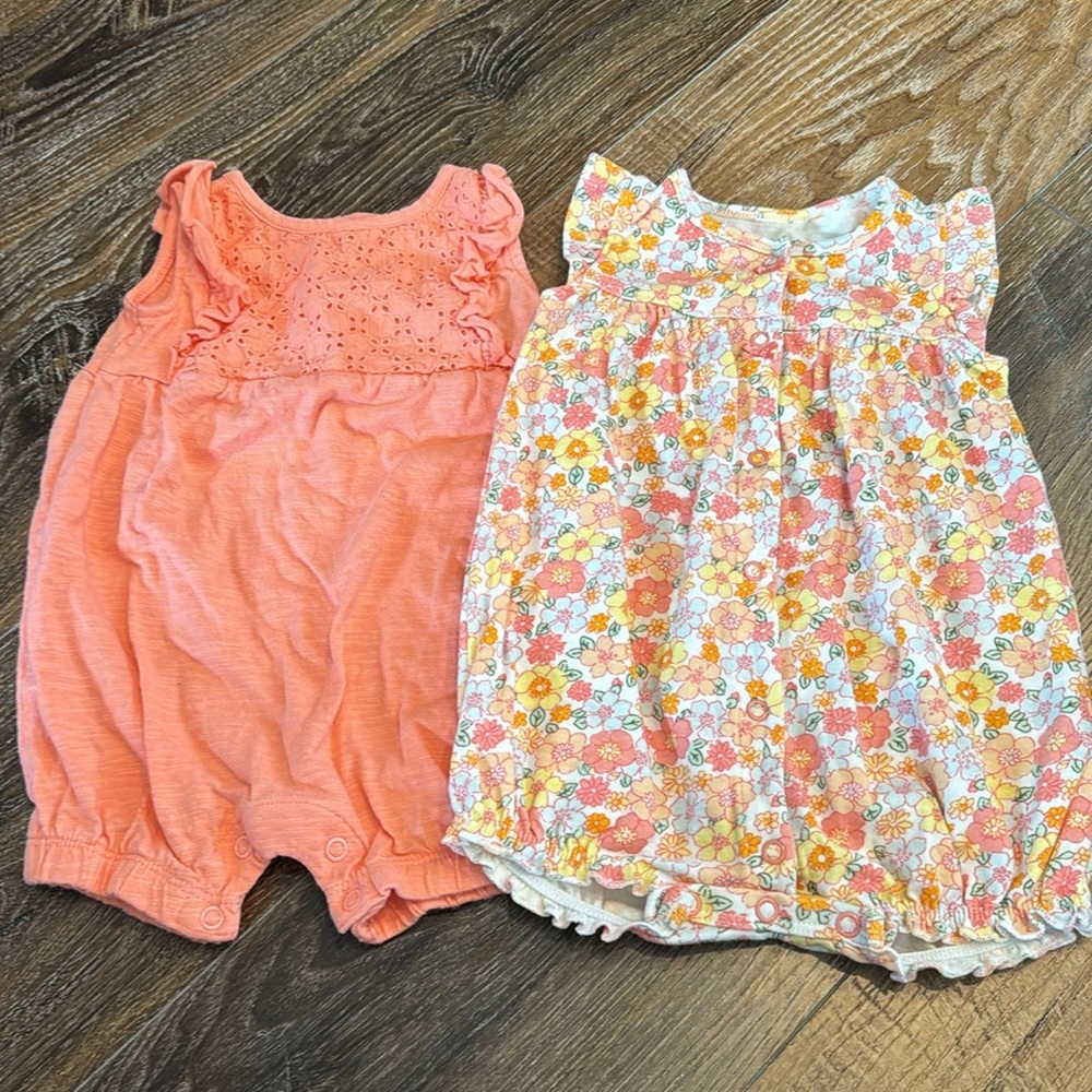 9m Carters Snap Pink and Floral Onesie Bundle - Picture 2 of 4